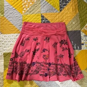 Free People Pink and Black Mini A-Line Skirt
